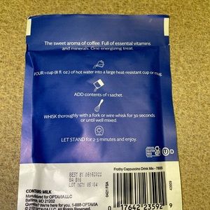 4 Optavia Packets - Frothy Cappuccino Drink Mix